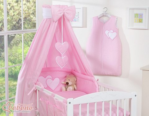 Pościel 5-Cz Z Baldachimem- Wiszące Serduszka Różowe