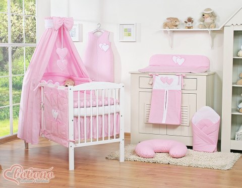 Pościel 5-Cz Z Baldachimem- Wiszące Serduszka Różowe