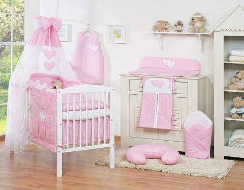 Pościel 5-Cz Z Baldachimem- Wiszące Serduszka Różowe