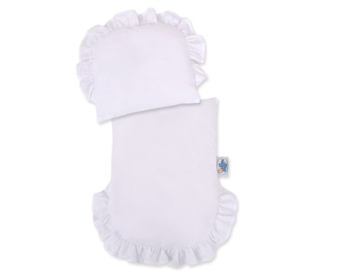 Wiklinowy Wózek Dla Lalek Pchacz Biały Z Białą Pościelką I Miękką Wyściółką