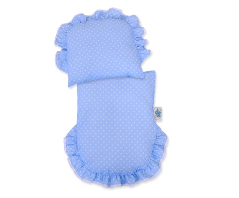 Wiklinowy Wózek Dla Lalek Pchacz Biały Z Błękitną Pościelką I Miękką Wyściółką