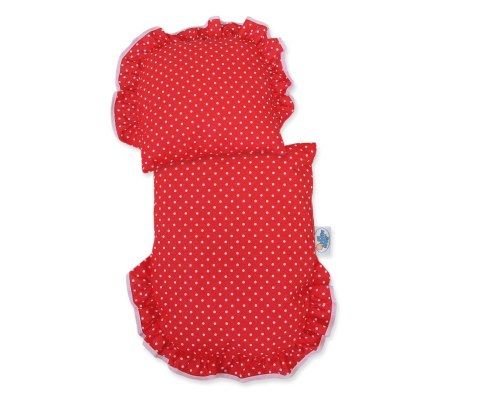 Wiklinowy Wózek Dla Lalek Pchacz Biały Z Czerwoną Pościelką I Miękką Wyściółką