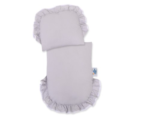 Wiklinowy Wózek Dla Lalek Pchacz Biały Z Szarą Pościelką I Miękką Wyściółką