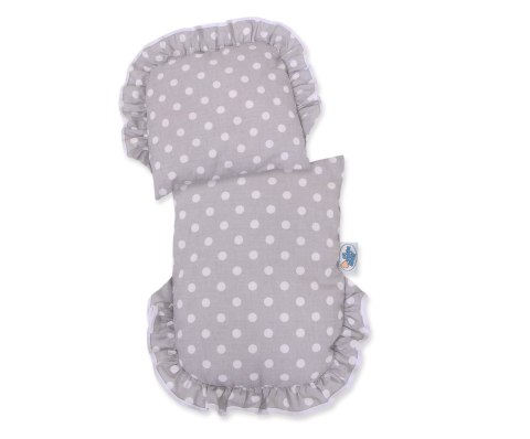 Wiklinowy Wózek Dla Lalek Pchacz Biały Z Szarą Pościelką I Miękką Wyściółką