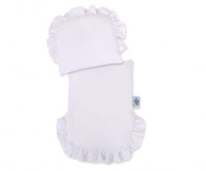 Wiklinowy Wózek Dla Lalek Pchacz Z Białą Pościelką I Miękką Wyściółką- Naturalny