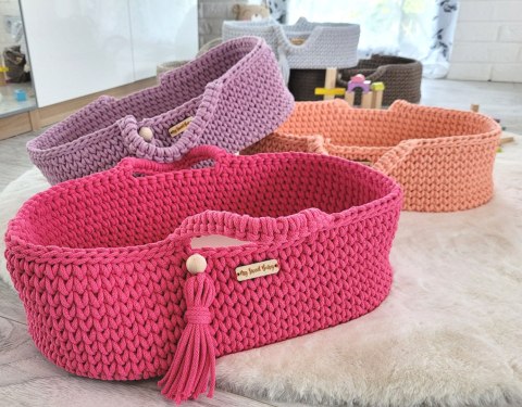 Kosz Mojżesza Boho Bawełniany- Nosidełko Dla Lalek - Lawenda