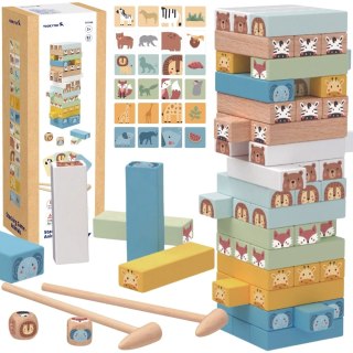 TOOKY TOY Gra Zręcznościowa "Chwiejąca się Wieża" Zwierzęta 82 el.