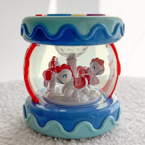 WOOPIE BABY Bębenek Pozytywka Projektor 3w1 Zabawka Muzyczna dla Niemowląt + Walec Roller do Nauki Raczkowania