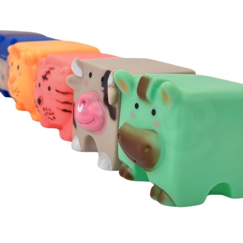 WOOPIE BABY Klocki Sensoryczne Zwierzątka Układanka do Ściskania + Dźwięk 6 el.