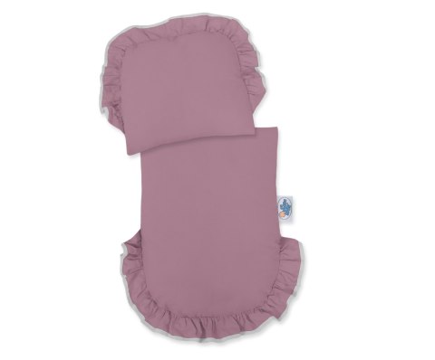 Wiklinowy Wózek Dla Lalek Pchacz Szary Z Pościelką I Miękką Wyściółką Róż Retro