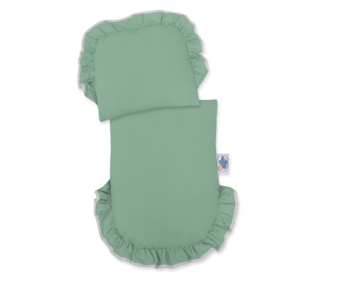 Wiklinowy Wózek Dla Lalek Pchacz Szary Z Pościelką I Miękką Wyściółką Szałwia