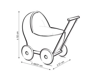 Wiklinowy Wózek Dla Lalek Pchacz Z Pościelką Brudny Niebieski I Miękką Wyściółką Stella - Naturalny