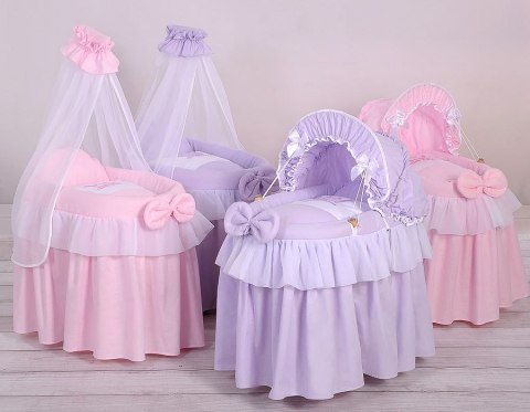 Wózek Dla Lalek - Kosz Mojżesza Dla Lalek Z Baldachimem - Różowy