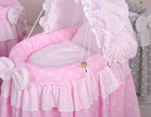 Wózek Dla Lalek - Kosz Mojżesza Dla Lalek Z Budką - Różowy