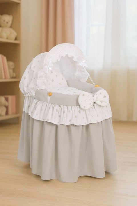 Wózek Dla Lalek - Kosz Mojżesza Dla Lalek Z Budką - Szary