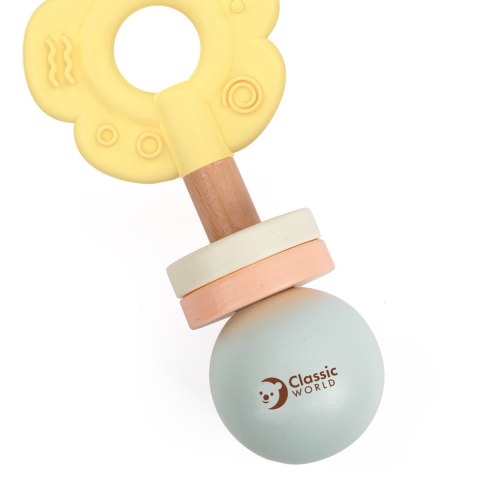 CLASSIC WORLD Drewniana Pastelowa Grzechotka Gryzak 2w1 Kwiatuszek 0+ CLASSIC WORLD Drewniana Pastelowa Grzechotka Gryzak 2w1 Kwiatuszek 0+