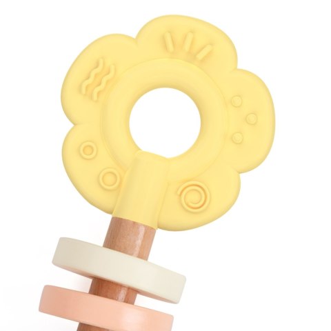 CLASSIC WORLD Drewniana Pastelowa Grzechotka Gryzak 2w1 Kwiatuszek 0+ CLASSIC WORLD Drewniana Pastelowa Grzechotka Gryzak 2w1 Kwiatuszek 0+