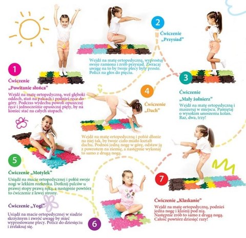 WOOPIE Mata Sensoryczna Ortopedyczna Puzzle 6 elementy