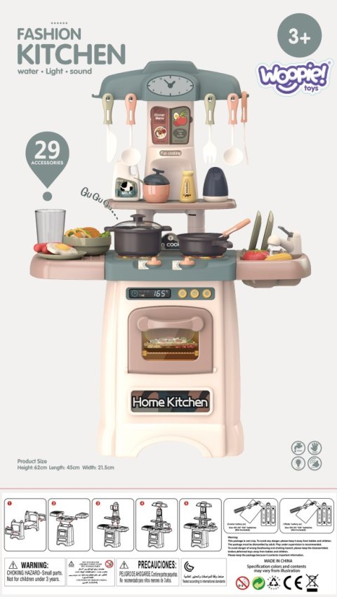 WOOPIE Modna Kuchnia z Obiegiem Wody Palnik Światło Dźwięk + 29 Akc.