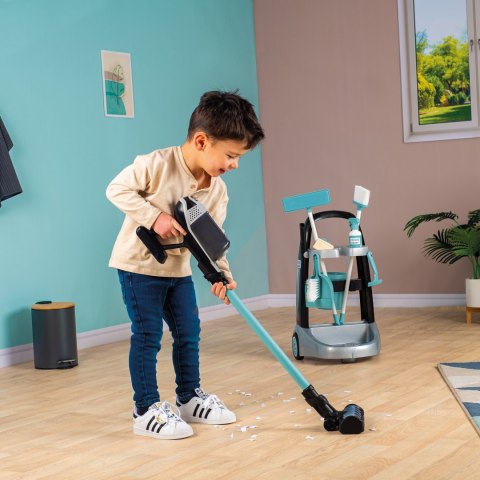 SMOBY Wózek do sprzątania z odkurzaczem Rowenta z dźwiękiem + 10 akcesoriów SMOBY Wózek do sprzątania z odkurzaczem Rowenta z dźwiękiem + 10 akcesoriów