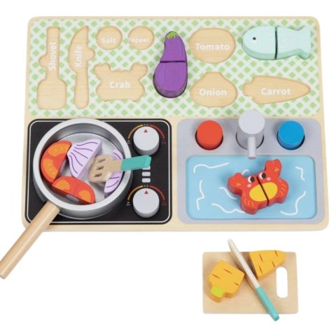TOOKY TOY Drewniana Kuchnia z Akcesoriami - Zestaw Małego Kucharza