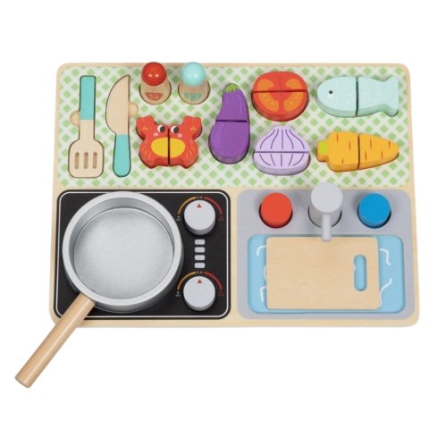 TOOKY TOY Drewniana Kuchnia z Akcesoriami - Zestaw Małego Kucharza