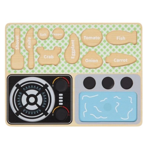 TOOKY TOY Drewniana Kuchnia z Akcesoriami - Zestaw Małego Kucharza