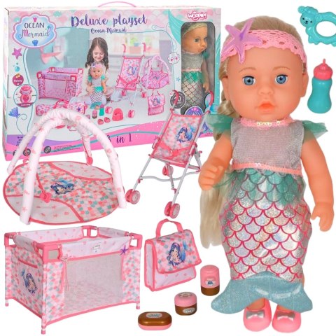 WOOPIE ROYAL Lalka Bobas 36 cm Syrenka Interaktywna Zestaw XXL Opiekunka 18w1
