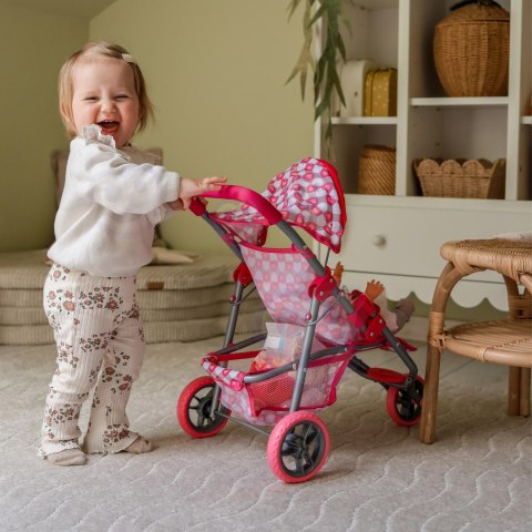 WOOPIE ROYAL Trójkołowa Spacerówka Wózek dla Lalek Serce Róż