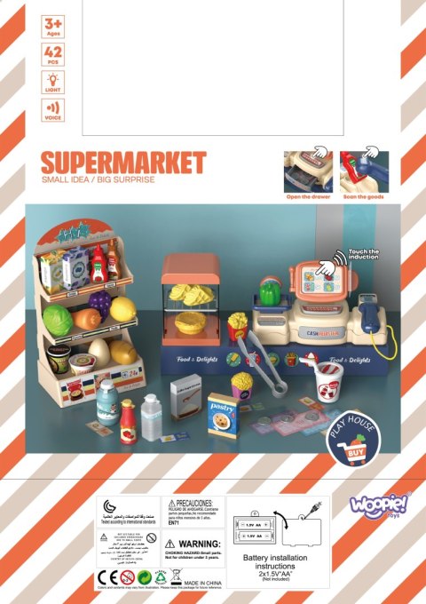 WOOPIE Sklep Supermarket Kasa Fiskalna 42 el. WOOPIE Sklep Supermarket Kasa Fiskalna 42 el.