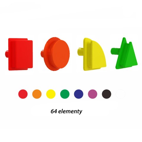 MASTERKIDZ Zestaw Kołeczki w kształcie figur geometrycznych 64szt do tablic STEM MASTERKIDZ Zestaw Kołeczki w kształcie figur geometrycznych 64szt do tablic STEM