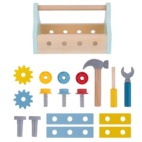 TOOKY TOY Drewniana Skrzynka z Narzędziami Zestaw 18 el.