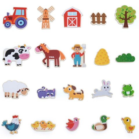VIGA Magnetyczni Przyjaciele z Farmy 20 szt. Magnesów - Kreatywna Zabawa z Wiejskimi Zwierzątkami