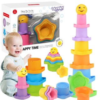 WOOPIE BABY Piramidka Sensoryczne Kubeczki Gwiazdki + Piłeczka