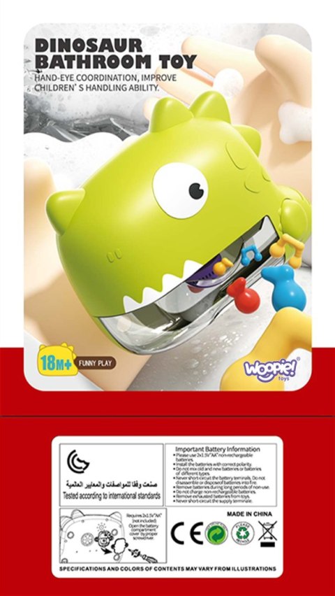 WOOPIE Zabawka do Kąpieli Dinozaur do Robienia Piany Pomarańczowy