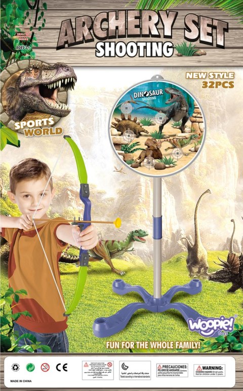 WOOPIE Zestaw Małego Łucznika Dinozaury Łuk Strzały Tarcza 32 el.