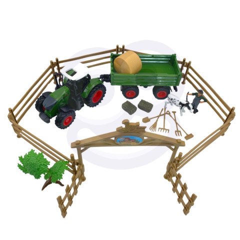 WOOPIE Zestaw Mini Farma Traktor Zwierzęta Osada Farma Rolnik 1:24