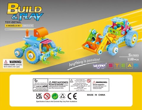 WOOPIE Zestaw Pojazdów Klocki Konstrukcyjny 6w1 STEM
