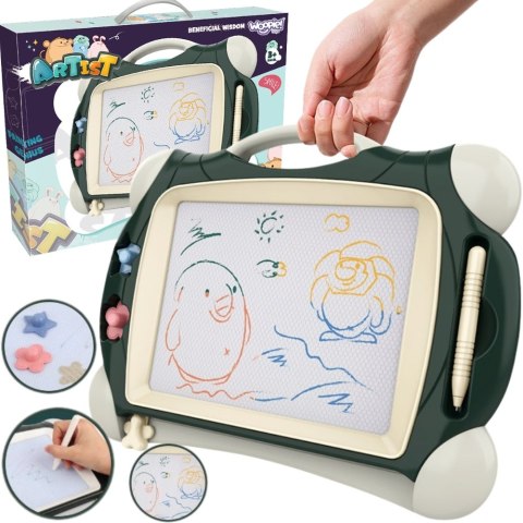 WOOPIE Znikopis Tablica Magnetyczna Kolorowa + 2 Stempelki Zielony