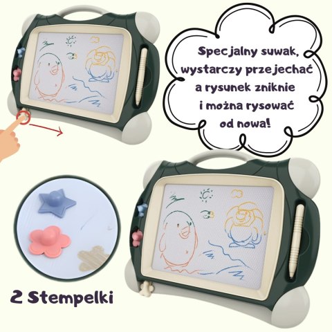 WOOPIE Znikopis Tablica Magnetyczna Kolorowa + 2 Stempelki Zielony
