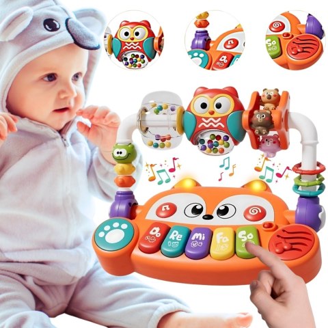 WOOPIE BABY Interaktywne Pianino Edukacyjne Sensoryczne Lisek LED Grzechotki