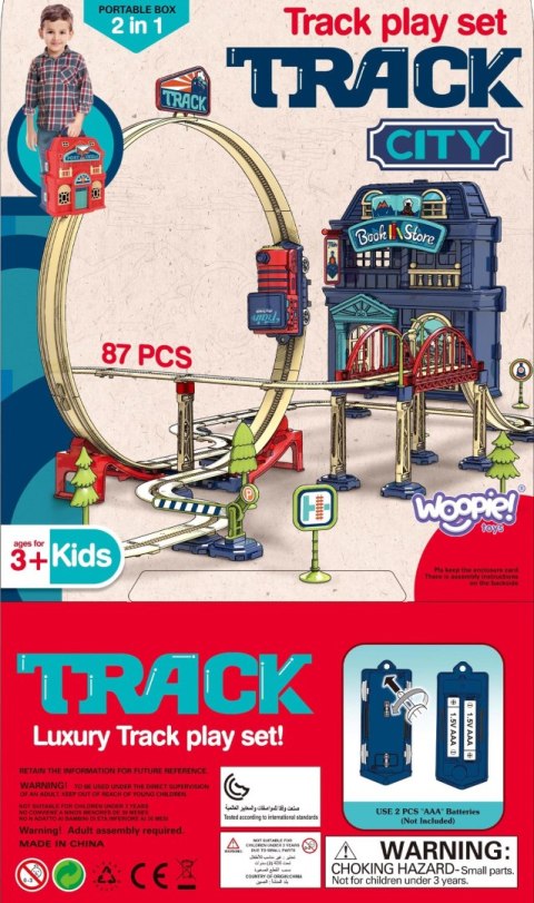 WOOPIE Kolejka Elektryczna 2w1 Składana w Walizkę 87 el. - Długość 3,5 m