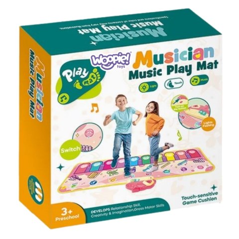 WOOPIE Mata Muzyczna XXL Dinusie 2w1 Pianinko 8 Melodii 110cm