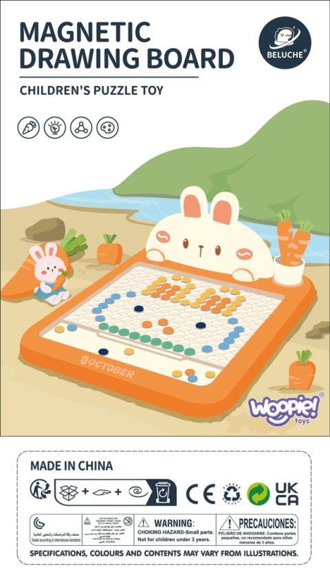 WOOPIE Tablica Magnetyczna Montessori MagPad Do Rysowania Królik Marchewka