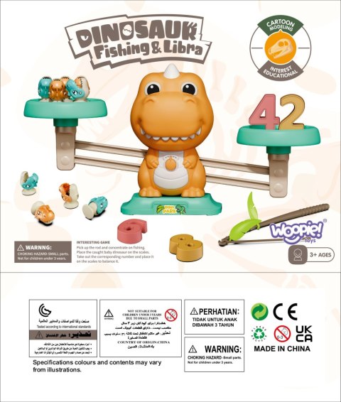 WOOPIE Waga Szalkowa Równoważnia Gra Łowienie Dinozaurów Rybek Nauka Liczydło