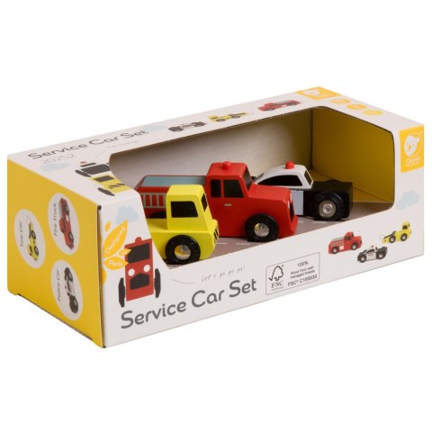 CLASSIC WORLD Drewniane Samochodziki Policja Straż Laweta Zestaw 3 szt. CLASSIC WORLD Drewniane Samochodziki Policja Straż Laweta Zestaw 3 szt.