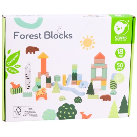 CLASSIC WORLD Zestaw Drewnianych Klocków Leśny Świat 50 el. CLASSIC WORLD Zestaw Drewnianych Klocków Leśny Świat 50 el.