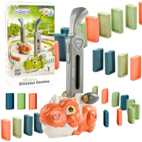 WOOPIE Elektryczna Ciuchcia Lokomotywa do Klocków Domino Dinozaur Pomarańczowy - 3szt.