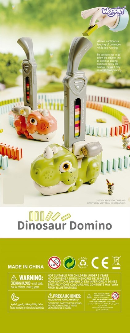 WOOPIE Elektryczna Ciuchcia Lokomotywa do Klocków Domino Dinozaur Pomarańczowy - 3szt.