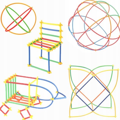 WOOPIE Klocki Konstrukcyjne Kolorowe Słomki 1200 el.